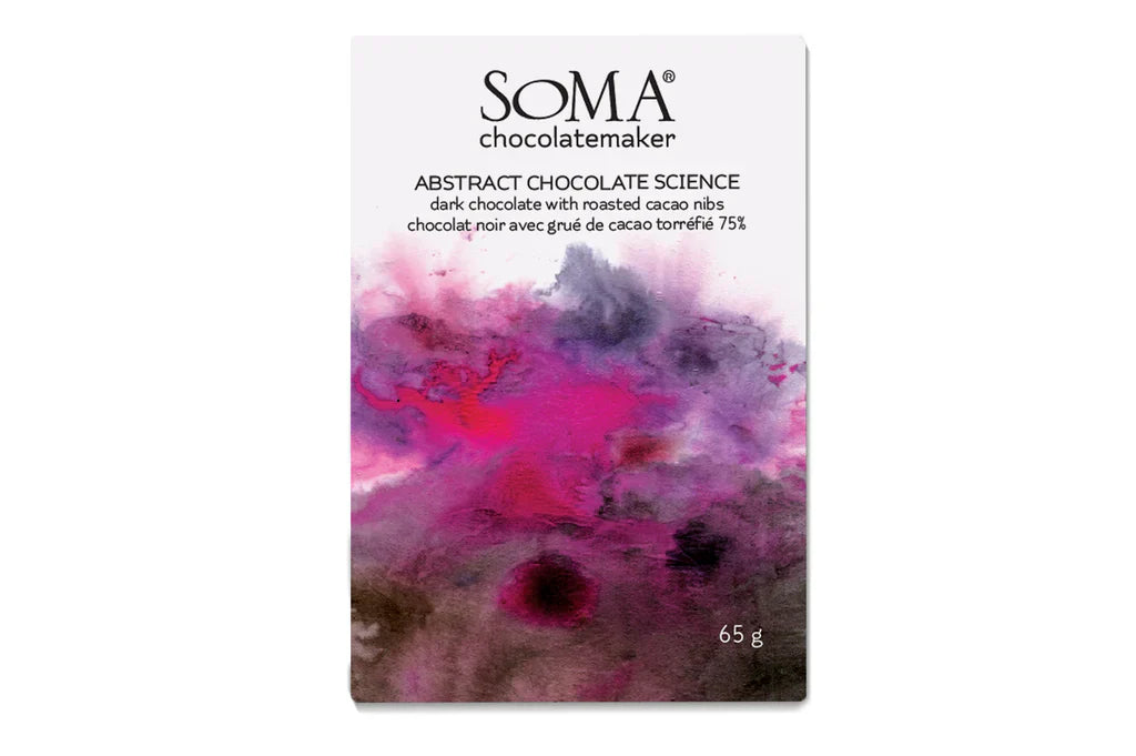 SOMA ABSTRACT CHOCOLATE SCIENCE WITH ROSTED CACAO NIBS 75%, 65GR